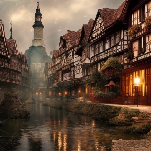 Medieval German Village: Epic Digital Matte Painting