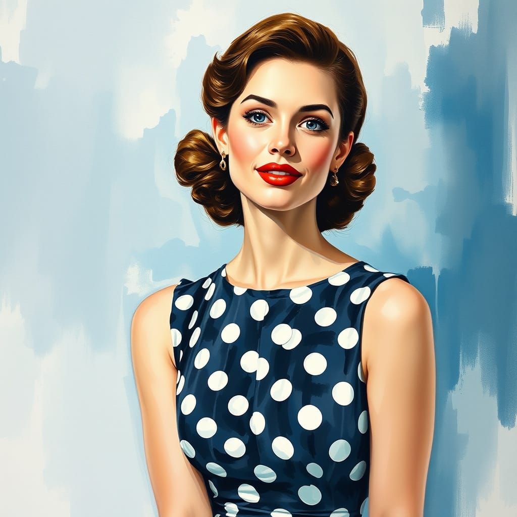 Polka Dot Dress in Gouache Impressionist Style