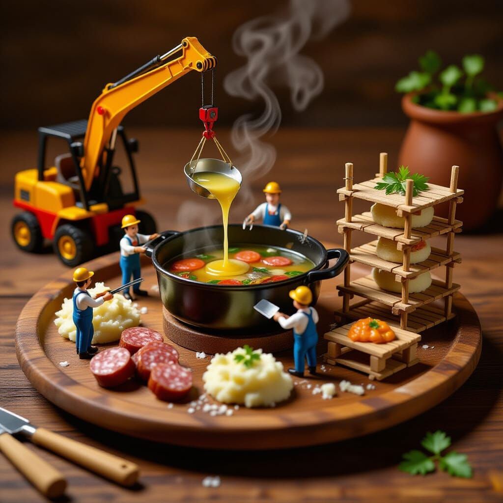 Miniature Chilean Food Construction in Cinematic 3D