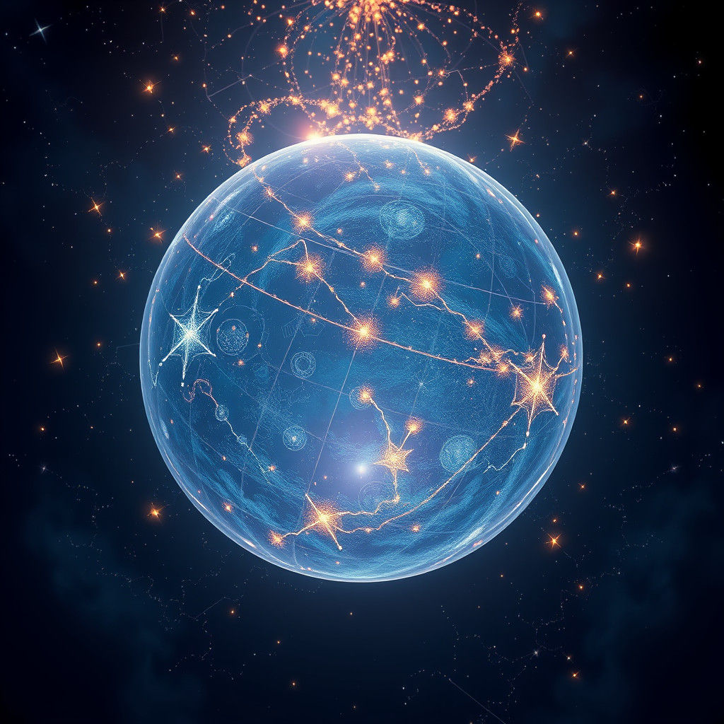 Mystical Celestial Globe with Shimmering Constellations