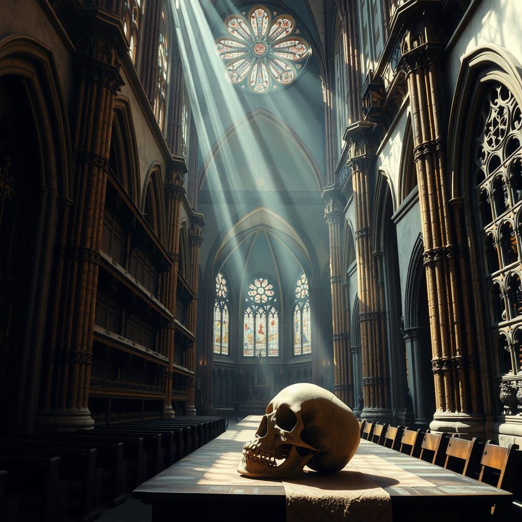 Medieval Gothic Cathedral with Light Rays