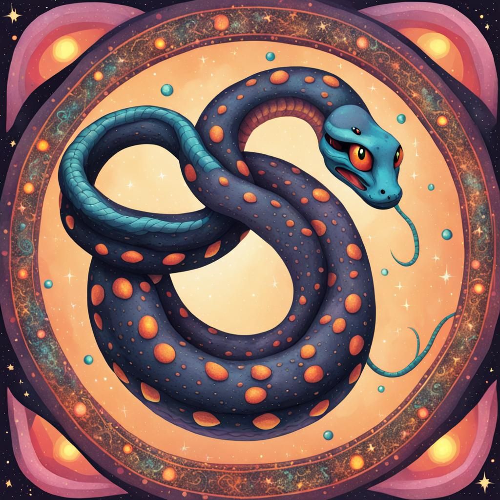 Cosmic Serpent Amidst Starry Nebula