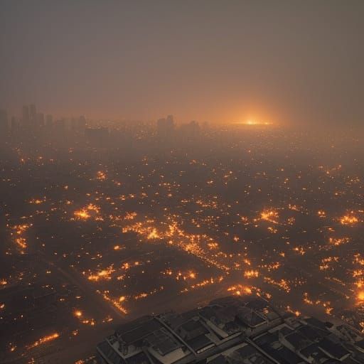Dystopian Los Angeles Ablaze: Cinematic Cityscape