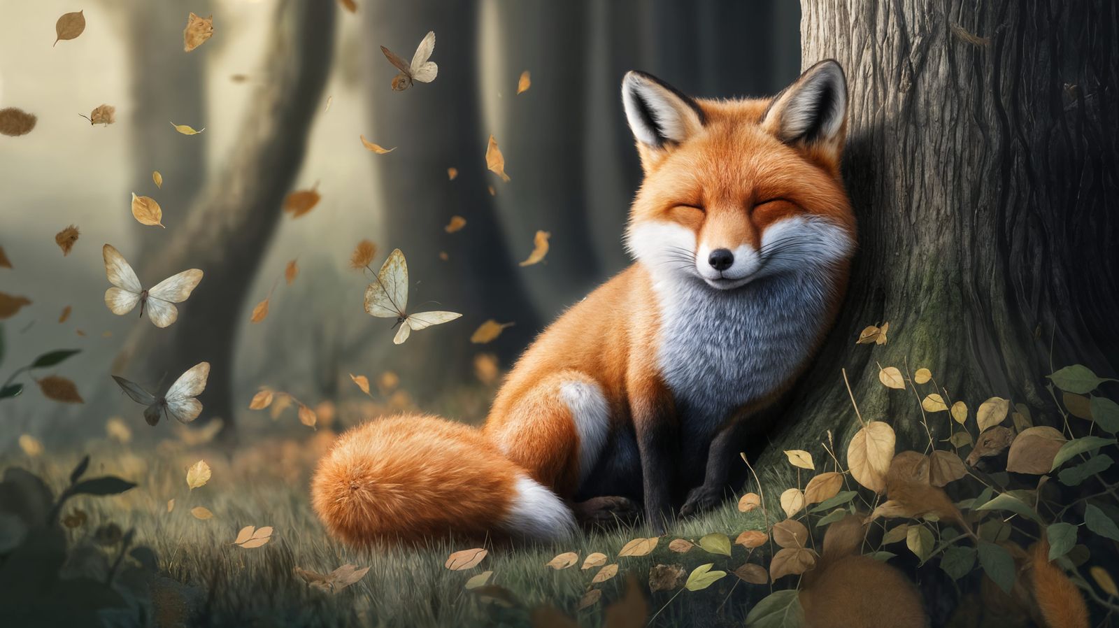 Stunning Red Fox in Serene Forest Landscape