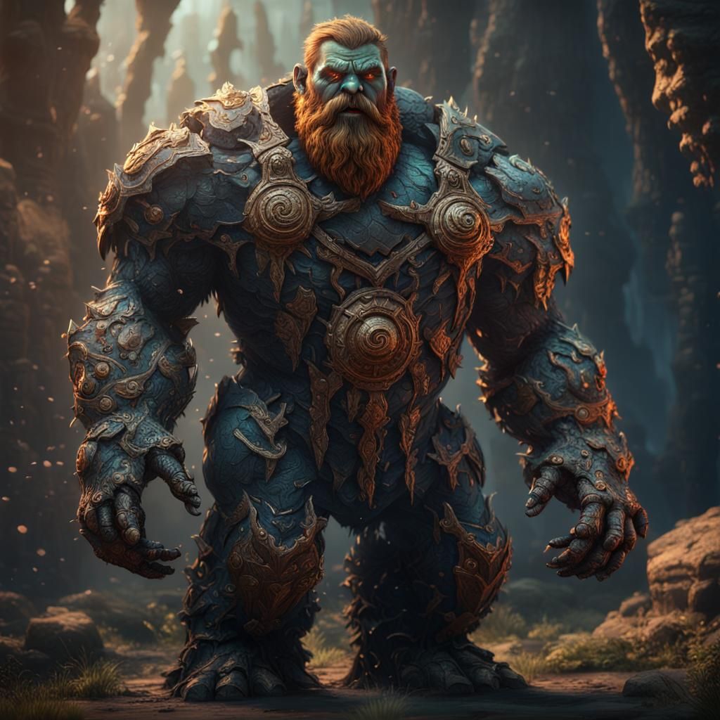Bearded Golem in Detailed Matte Painting Style