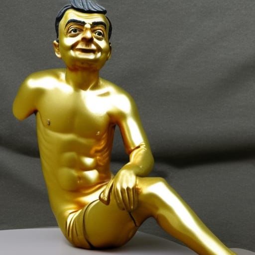 Ornate Solid Gold Statue of Mr. Bean