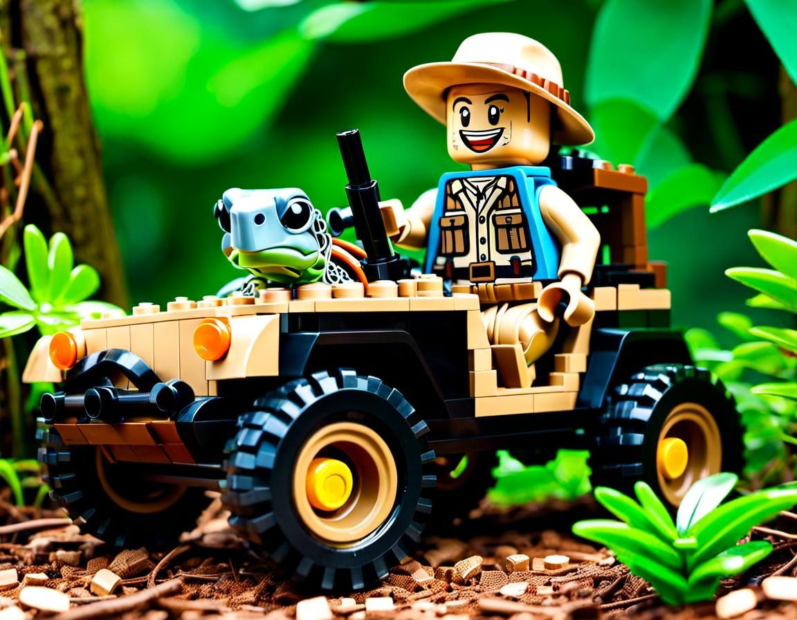 Lego Turtle Adventurer in Jungle Jeep