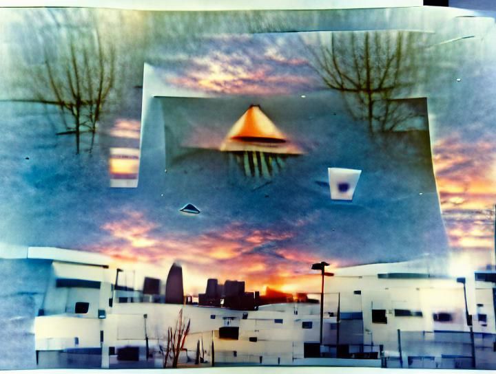 Inverted Pyramid UFO over Urban Maze Polaroid