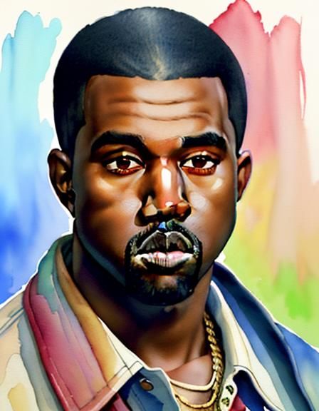 Kanye West Portrait in Impressionist Watercolor Style