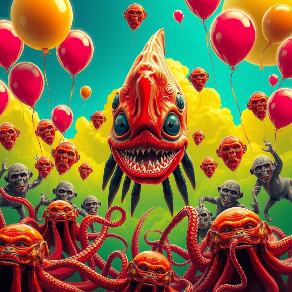 Psychedelic Alien Warlord in a Surreal Landscape