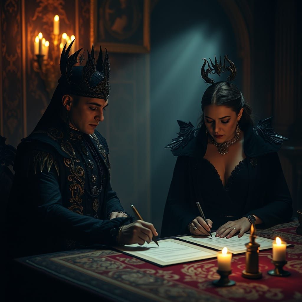 Archduchess Signs Infernal Contract: Cinematic Film Still