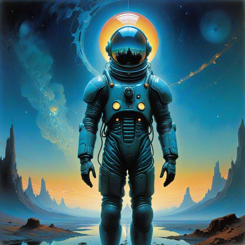 Alien Space Explorer in Futuristic Industrialist Gear