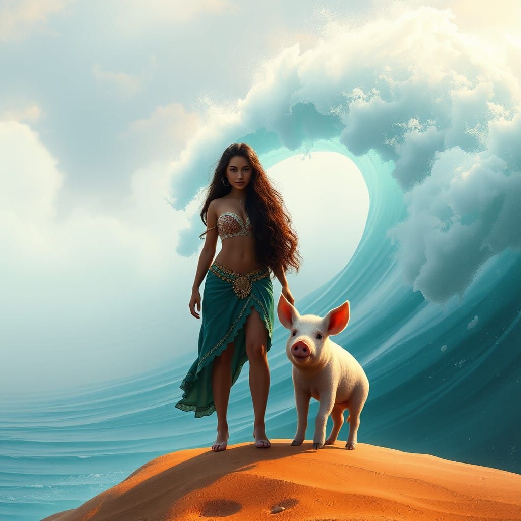 Vaiana Defies the Ocean's Fury with Companionship
