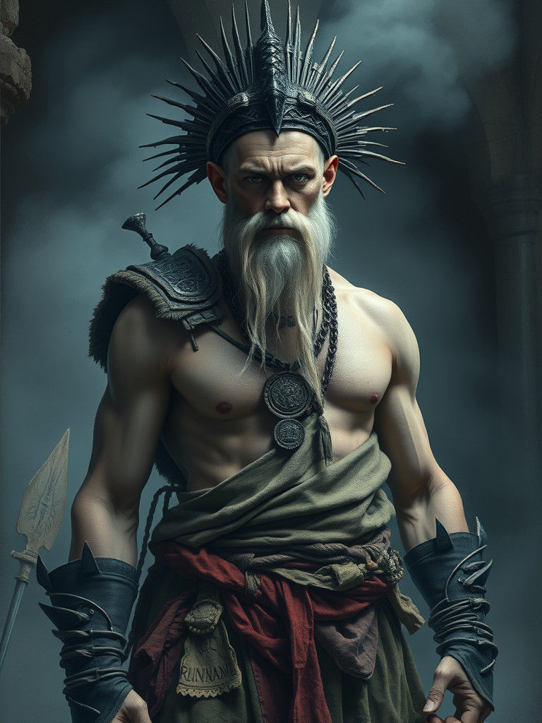 Albino Warrior in Giger-Inspired Costume in Indigo