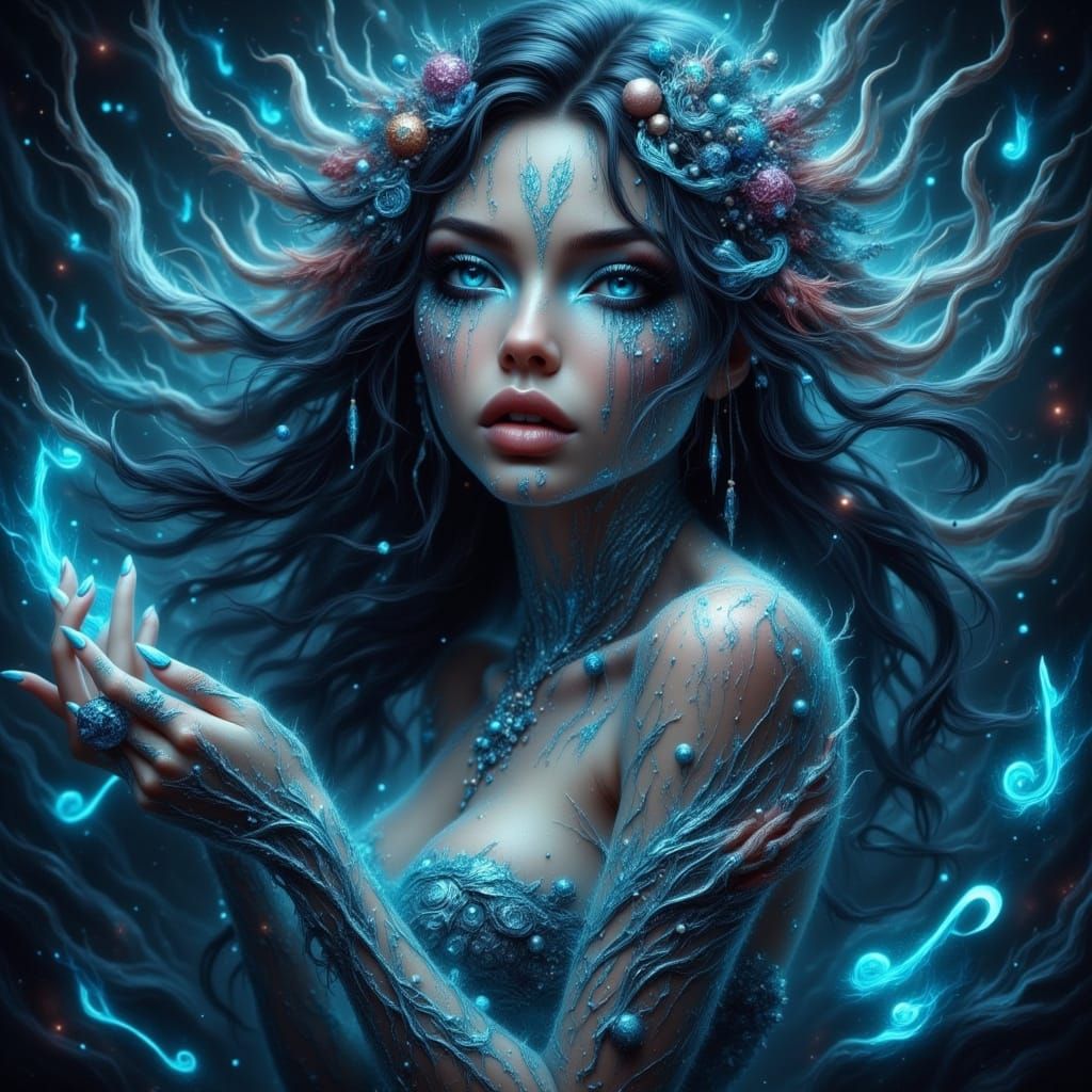 Mystical Mermaid Sings in Bioluminescent Waters