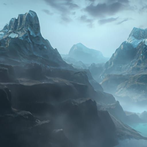 Beautiful misty mountain landscape