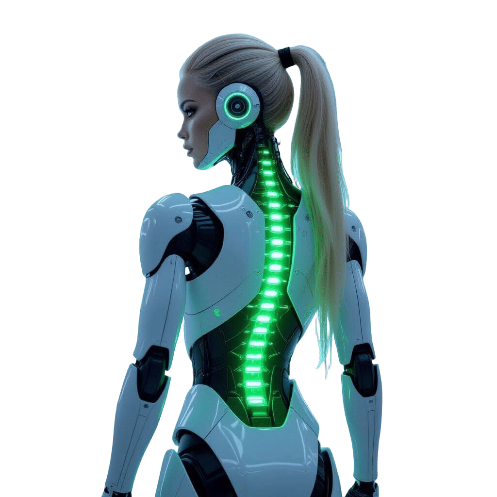 Futuristic Female Robot in High-Tech Laboratory