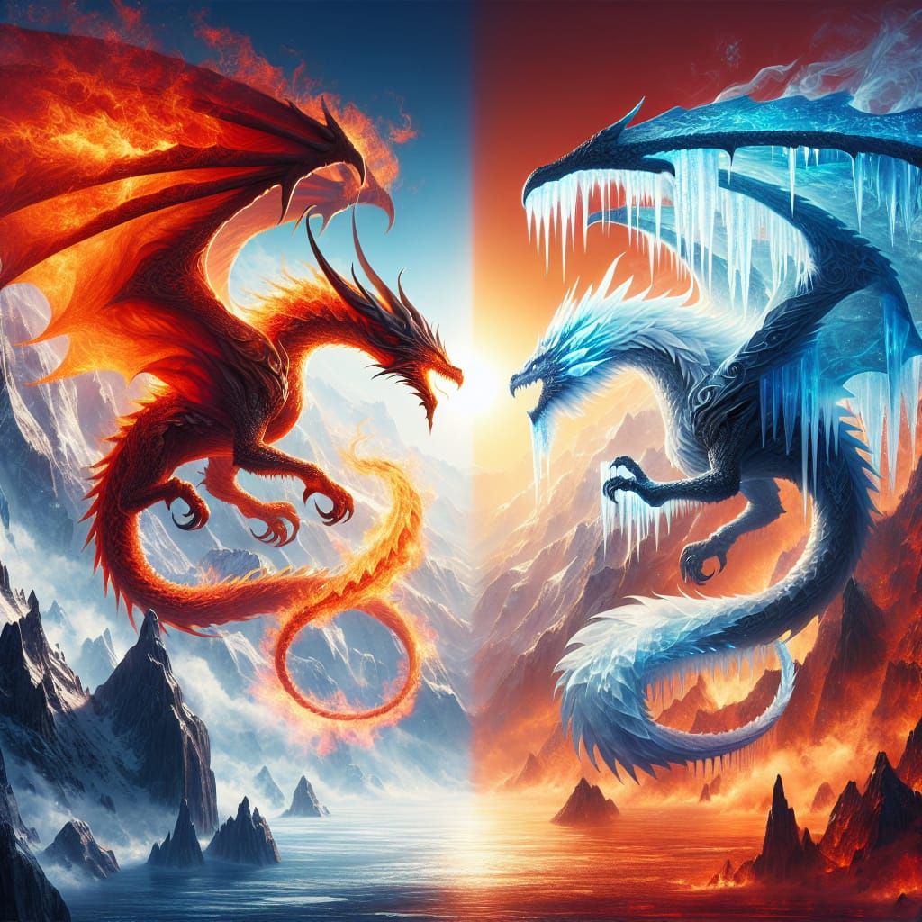 Surreal Dragons Engage in Epic Fantasy Standoff in Stunning....