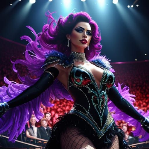 Glamorous Showgirl Performance in Digital Art