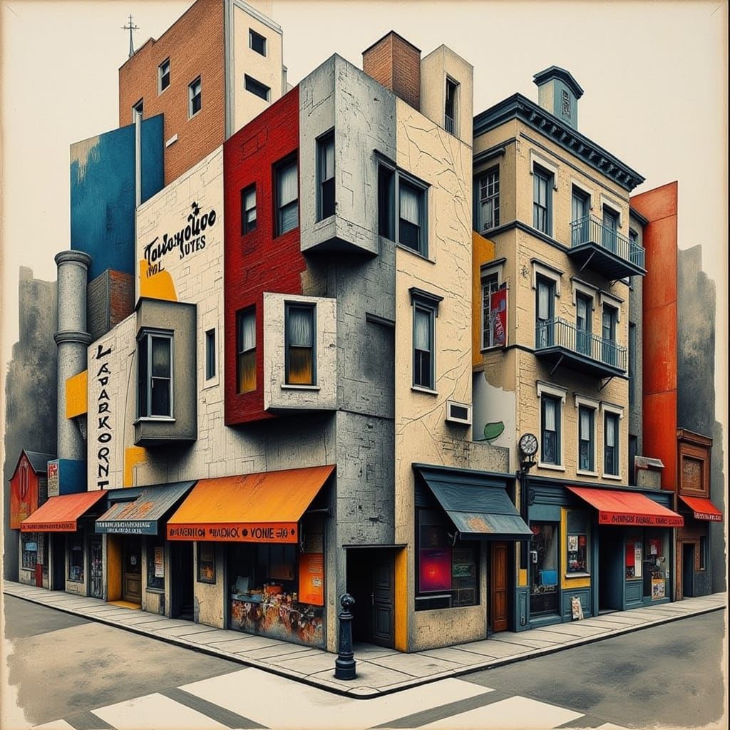 cubist geometry and palimpsest layering