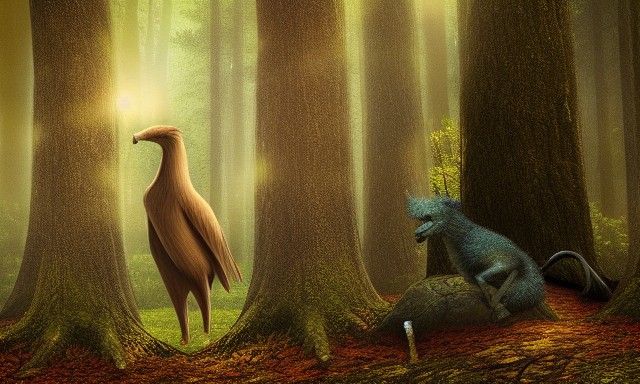 Griffin in Fantasy Woods in 4K