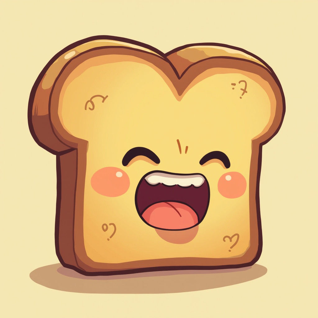 Distressed Cartoon Toast Bun in CGI Style