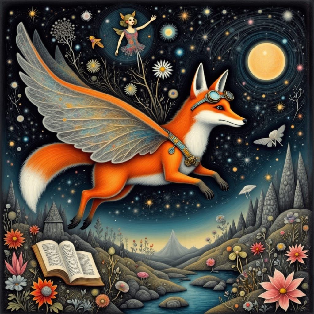 <lora:Crayon Doodles 2:1.0> <lora:Dandelion Fairies:1.0> <lora:Death River:1.0> <lora:Botanical Fae 2:1.0> A whimsical f...