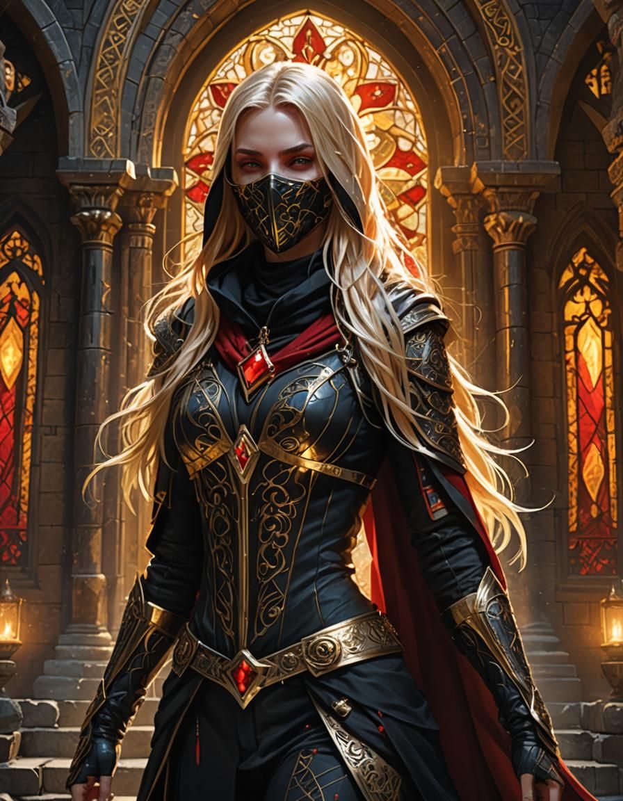 Fantasy Assassin in Ancient Temple: Hyper-Realistic Digital ...