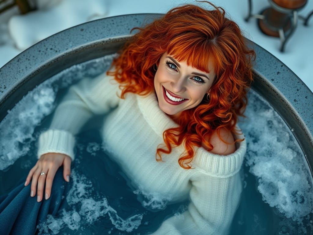 A Smiling Woman Soaks in a Winter Wonderland