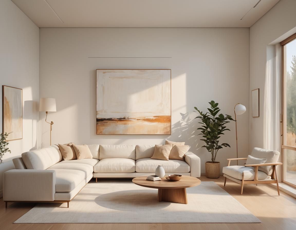 Minimalist Living Room with White Couch, Quarton Style
