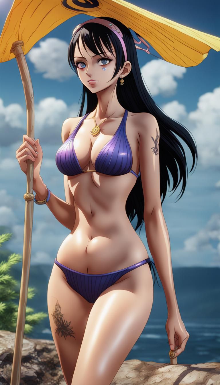Nico Robin in Bikini: Detailed Matte Painting
