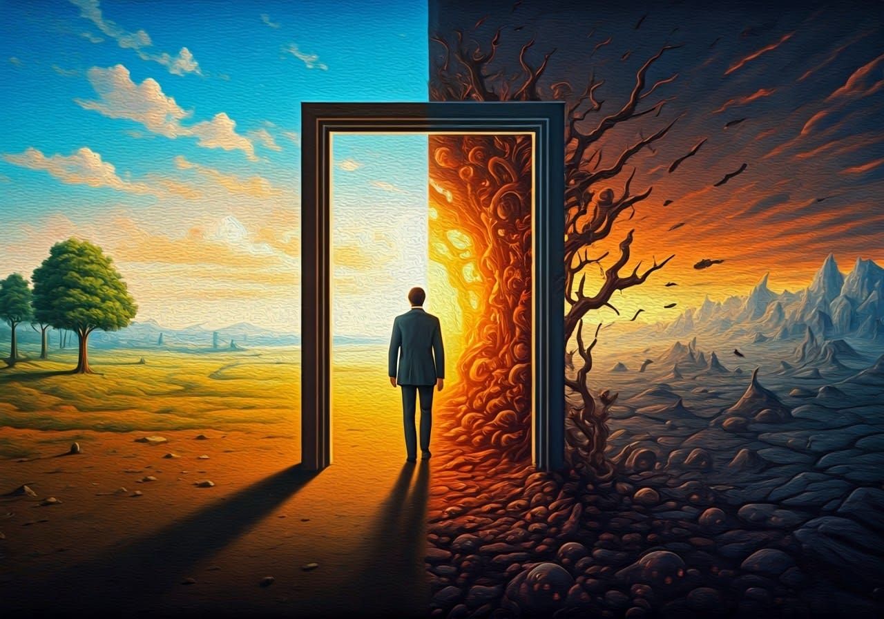 Surreal Oil Painting: Blending Realism and Apocalyptic Night...