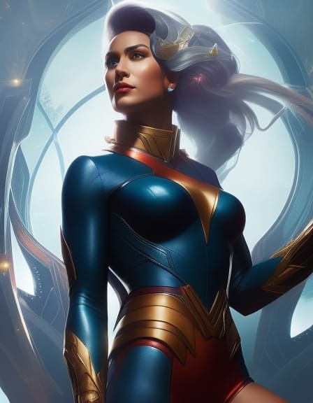 Colorful Superwoman Portrait in Dynamic Lighting