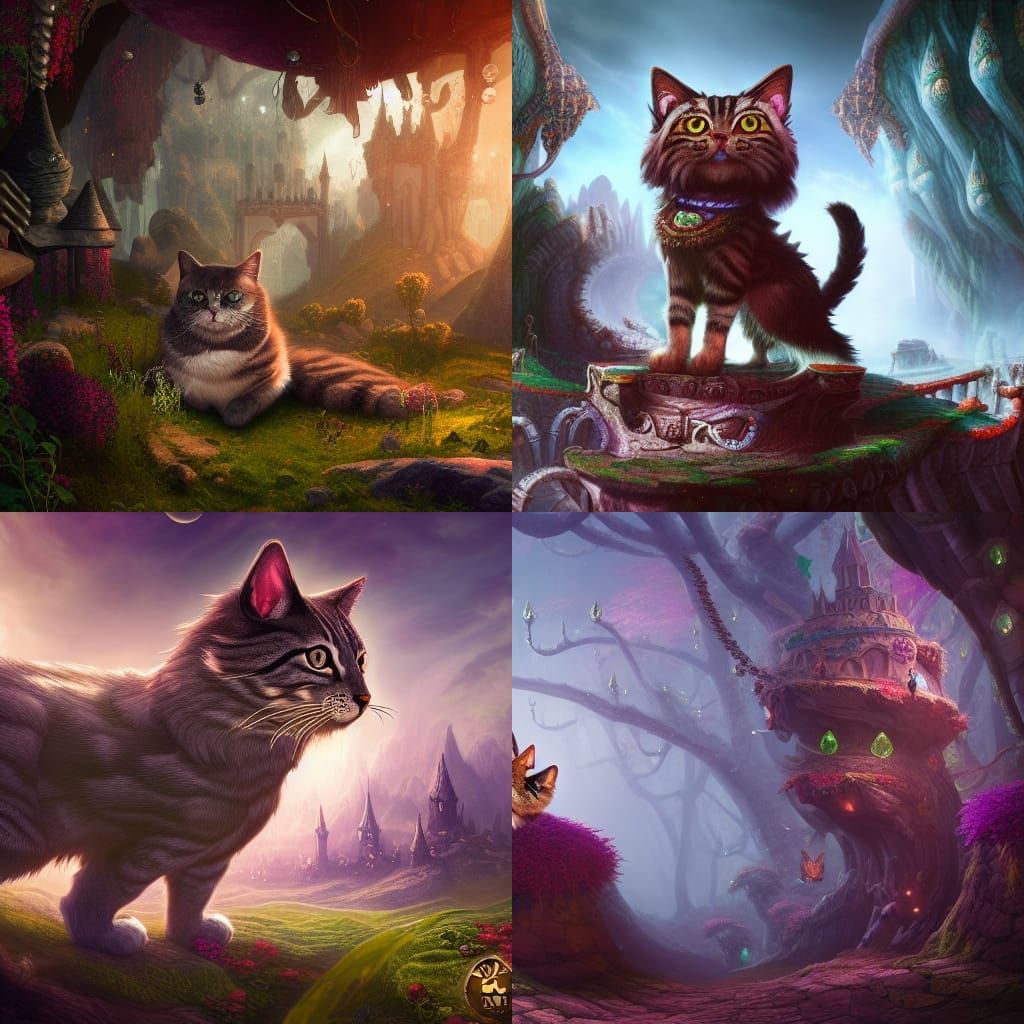 Cheshire Cat in Wonderland: Detailed Fantasy Art