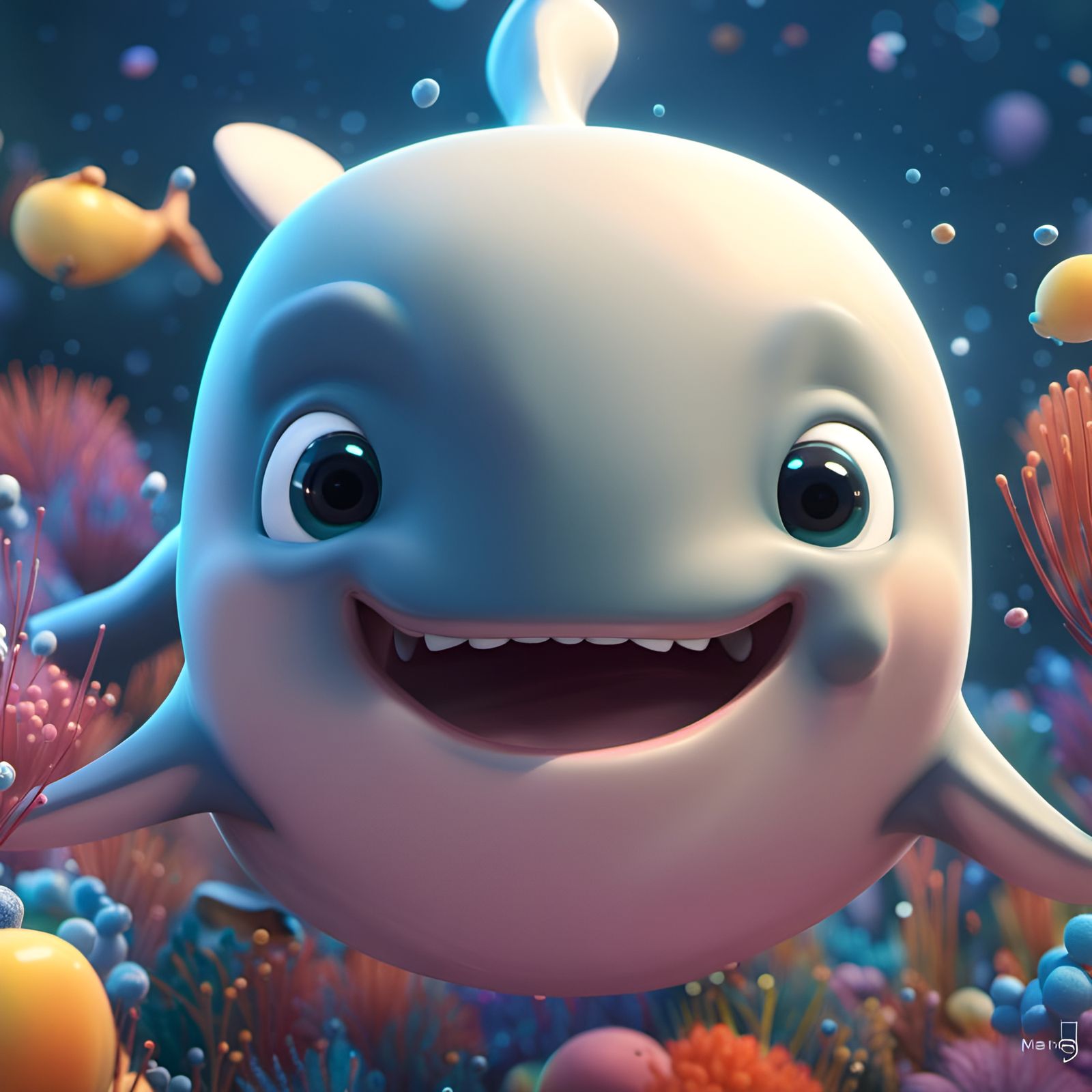 Happy Whale in 3D Rendered Concept Art