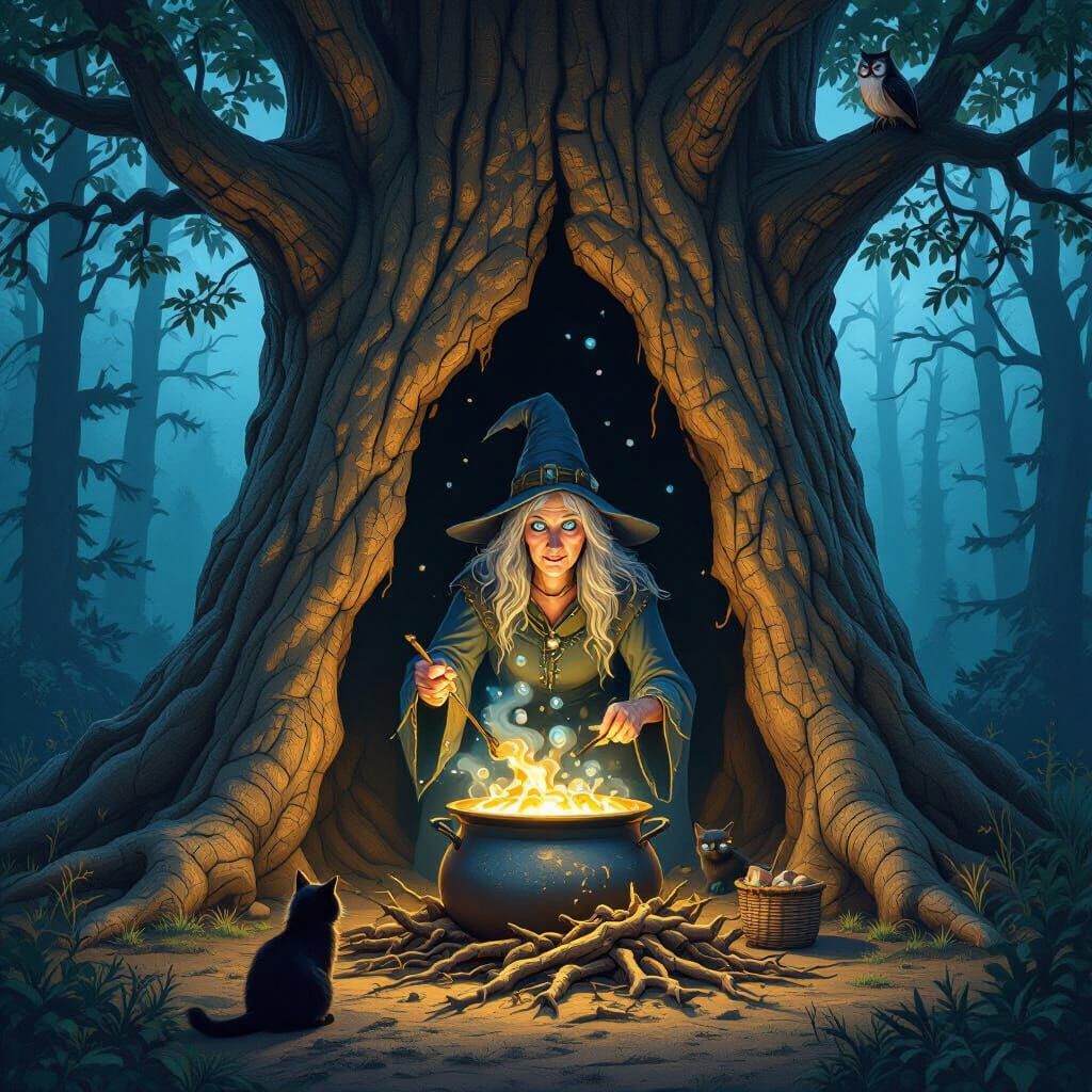 Twilight Witch Brews Eye Bubbles in Hollow Tree