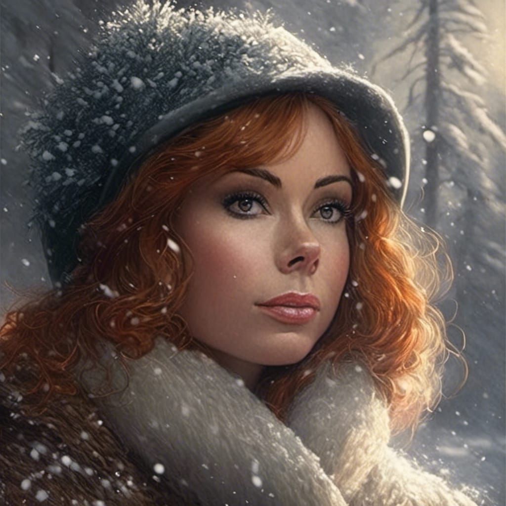 Snow Portrait in Rembrandt Style, Hyper-Detailed