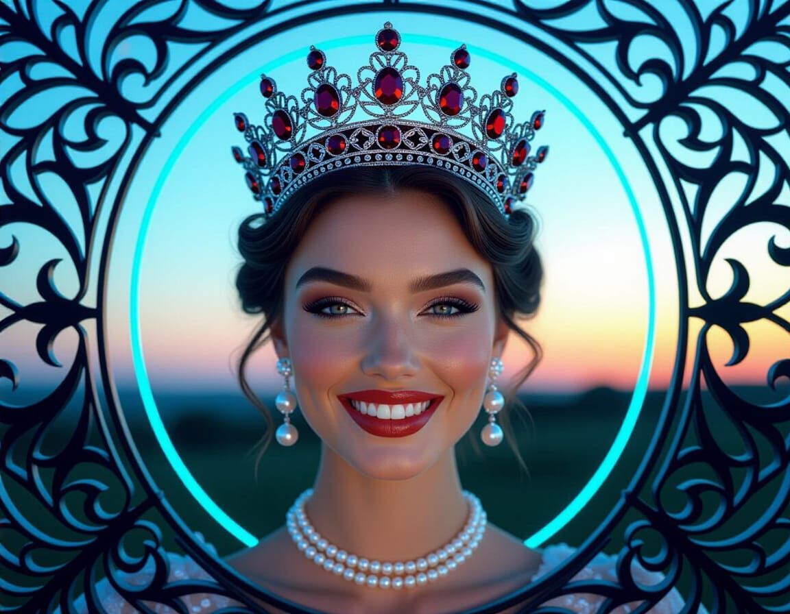 Woman with Filigree Crown in Bas-Relief Style