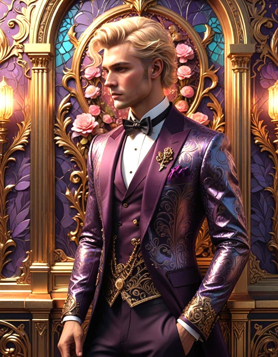 Dapper Nouveau Riche Gentleman in Opulent Art Deco Setting