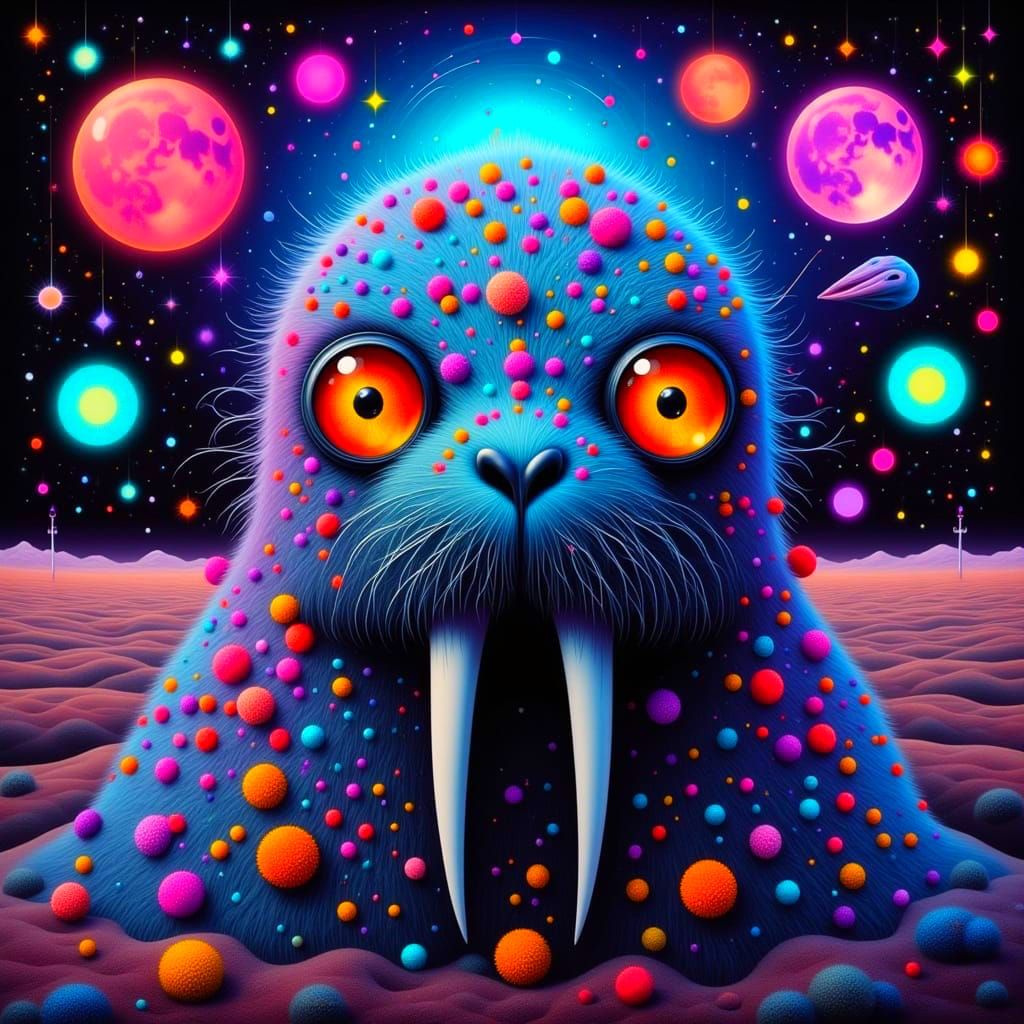Gothic Walrus in Neon Dystopia