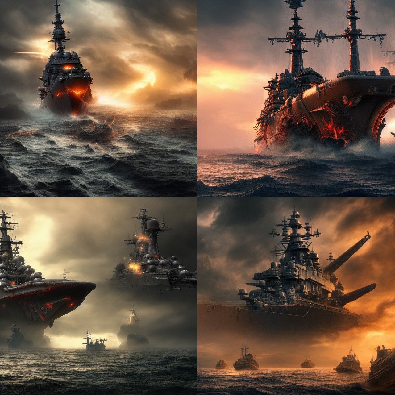 Demonic Battleship in a Hyper-Detailed Fantasy Scene