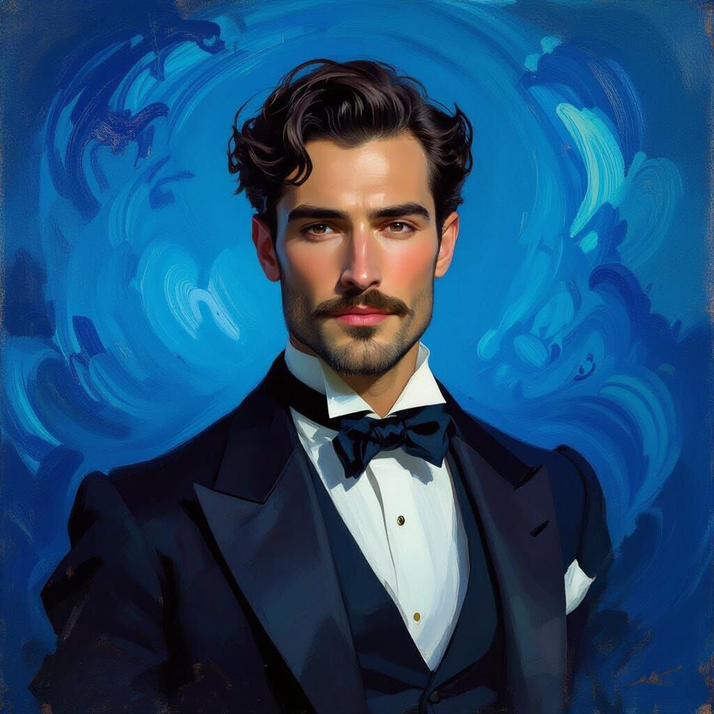 Elegant Man Portrait in Expressive Painterly Style