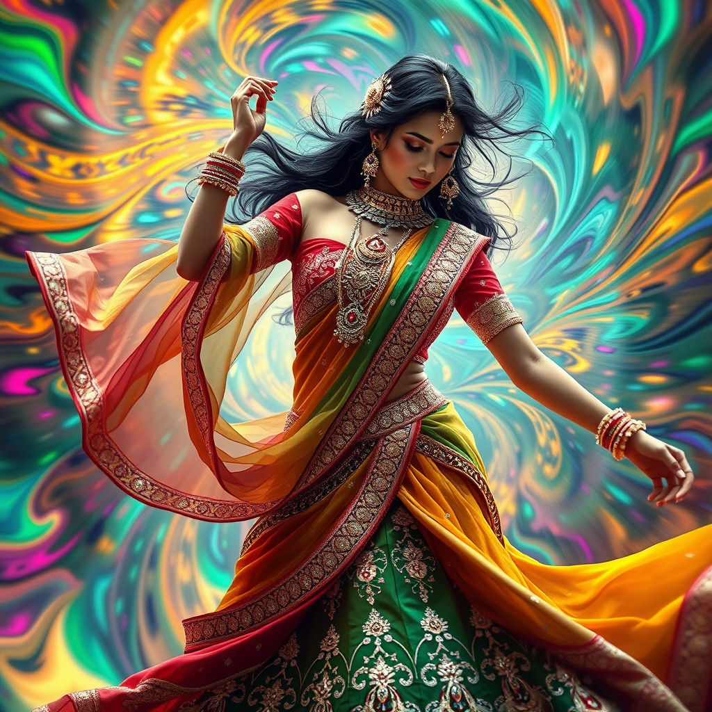 Indian Dancer in Resplendent Lehenga