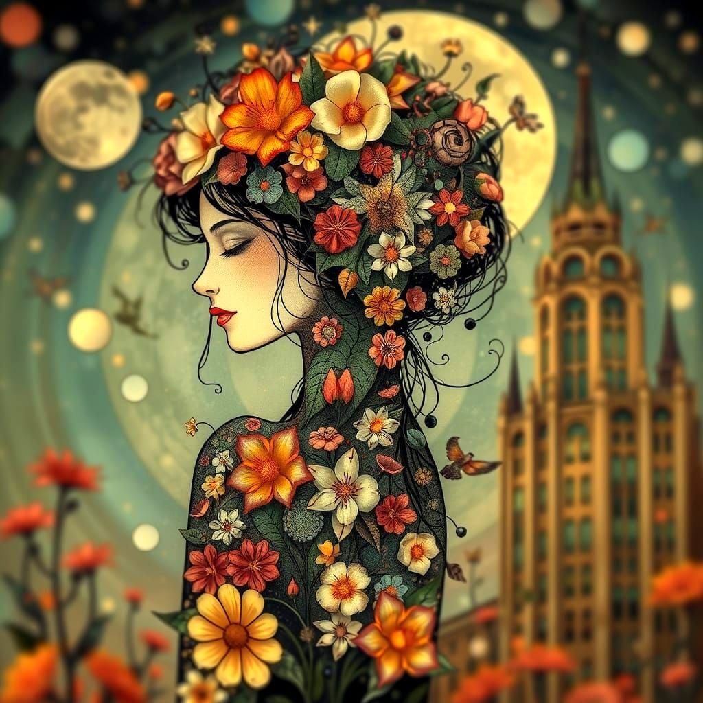 Ethereal Women in Florid Art Nouveau Metropolis