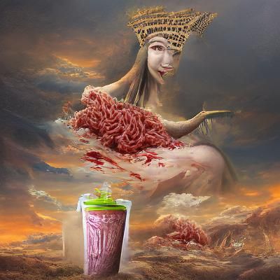 Ninsun, Mesopotamian Goddess, Drinking Milkshake