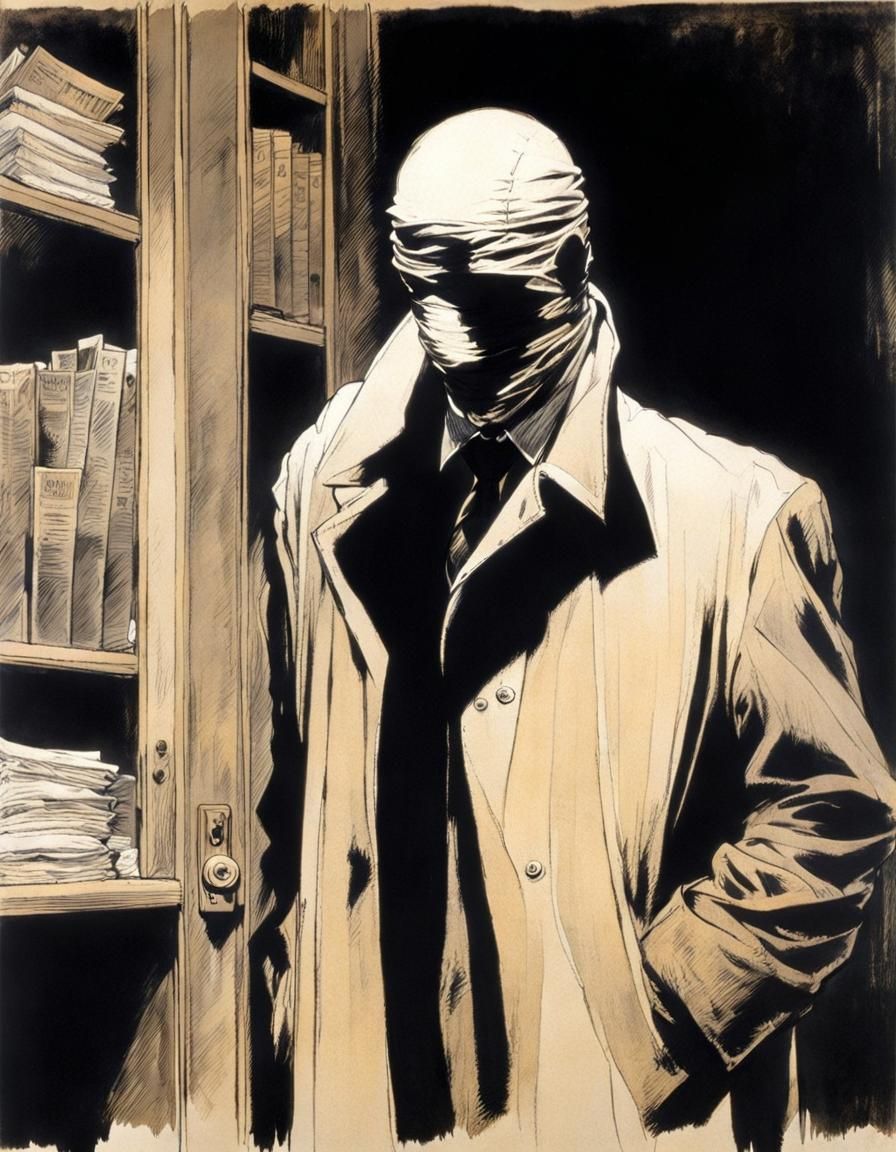 Sinister Invisible Man Portrait in Atmospheric Horror Style
