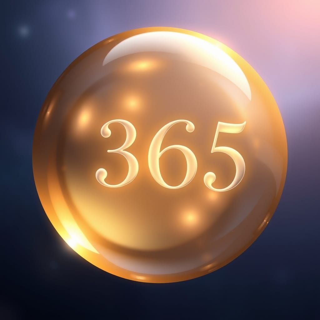 Golden Bubble With 365 In Elegant Silver Font