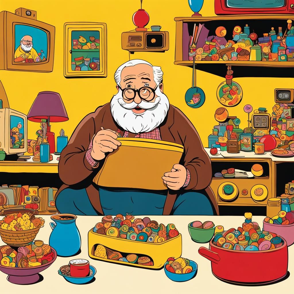 Warm Yellow Room with Grandpa and Toys