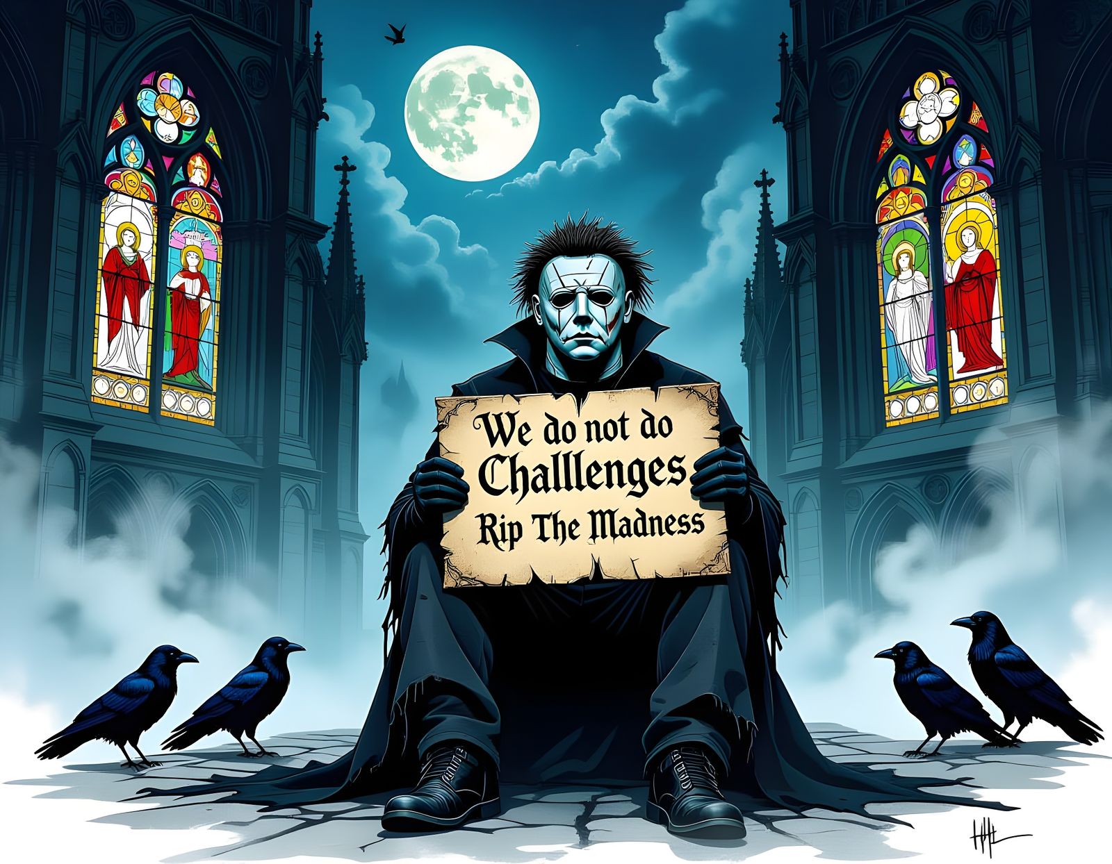 Michael Myers in Gothic Horror Cathedral Scene