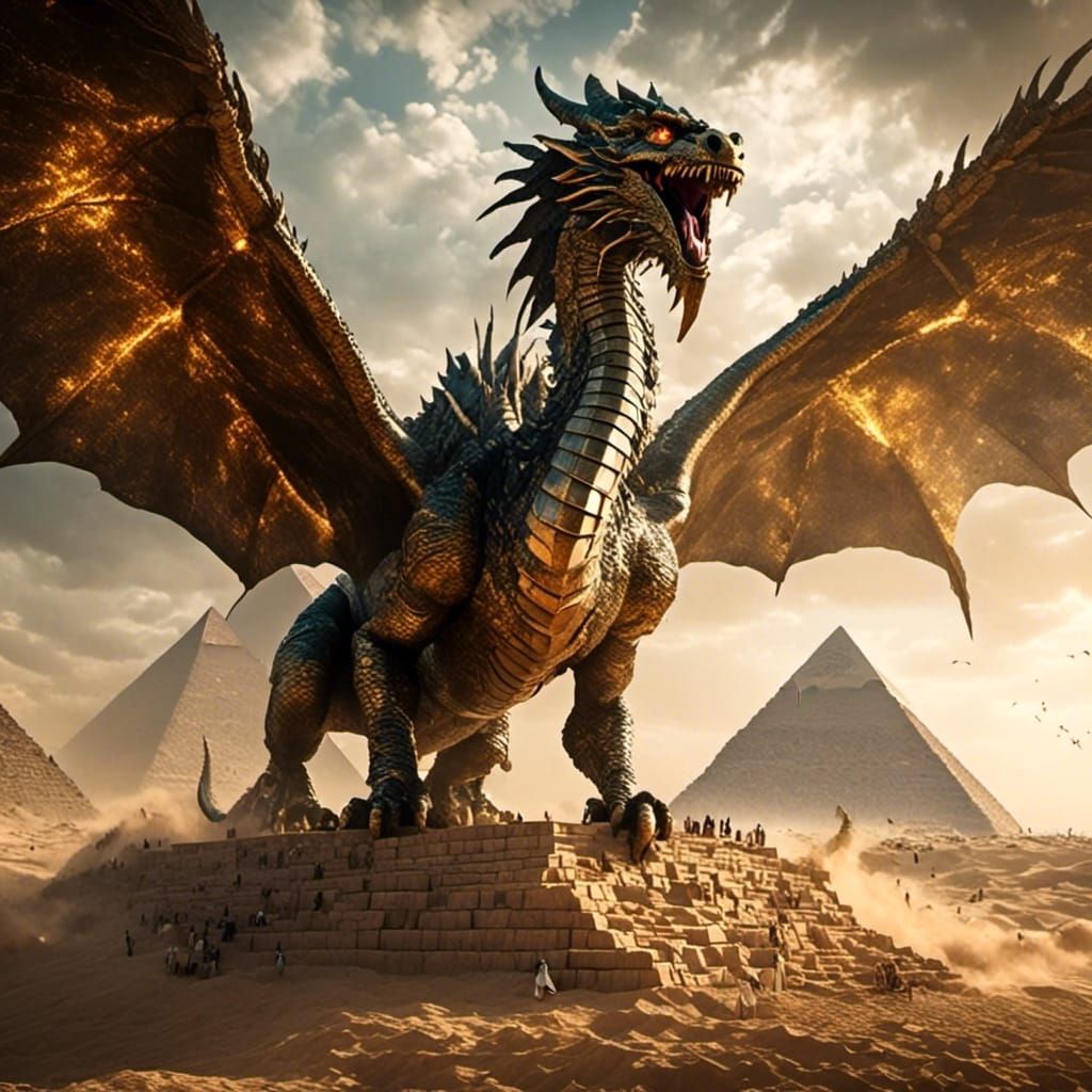 Egyptian Dragon Roaring at Great Pyramids
